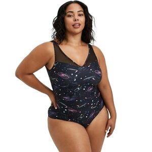 Women's Black Galaxy Print Swimsuit